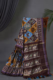 Timeless Ikkat patola elegance in rich chocolate brown