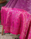 Unique kanjeevaram in lilac with a stunning floral pink border