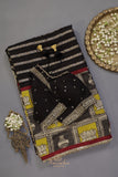 Black Chanderi Silk Saree with hand painted kalamkari border