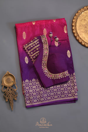 Soft crepe silk sarees in dual shades with designer blouses