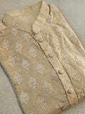 Beige chanderi silk kurta with thread embroidered buttas