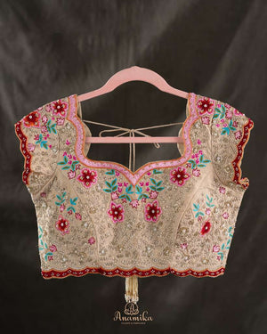 Beige blouse with delicate all over work