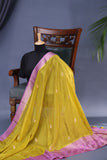 Soft Silk Pattu - Color play at its finest - Yellow/Lavender Pink