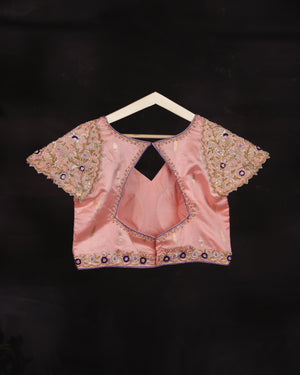 Raw mango silk saree in a beautiful violet and baby pink combo