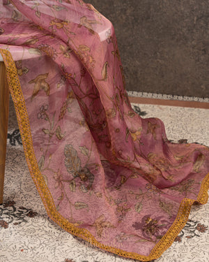 Pure organza saree with beautiful kalamkari prints