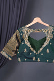 Elegant Gadwal Kanchi saree in beautiful emerald green shade