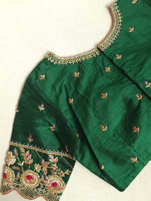 Majenta and Green Dupion Pattu saree