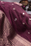 Kanchi soft silk saree in a lovely shade of dark magenta purple