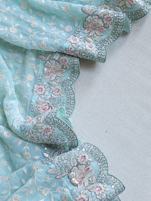 Chikankari georgette saree in blue