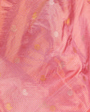 Pink Gadwal tissue saree with a contrast red border