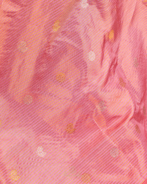 Pink Gadwal tissue saree with a contrast red border