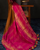 Mysore crepe silk saree in a lovely color combo of earthy brown and magenta