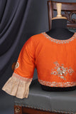 Banarasi brocade tissue saree in champagne with a beautiful light orange border