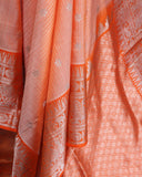 Beautiful peach and orange Venkatagiri pattu saree