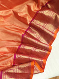 Peach Gadwal Kanchi saree with plain border
