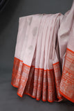 Exquisite Venkatagiri Pattu saree in ivory and orange