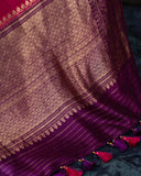 Rawsilk saree in magenta with plum border