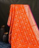 Venkatagiri Pattu saree in bright orange