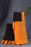 Mysore crepe silk saree in a lovely brown and light orange combo