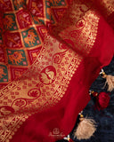 A beautiful red saree - Bandini Crepe with Patola