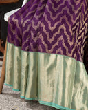 Dark Violet kanjeevaram saree with teal border