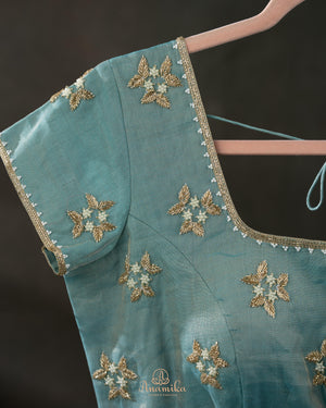 Pure tusser silk saree - pearl work elegance