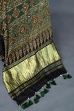 Ajrak on modal silk with all one hand work on saree