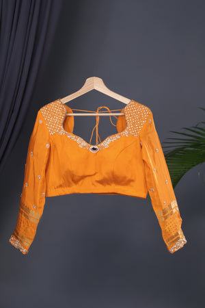 Mysore crepe silk saree in a lovely brown and light orange combo