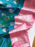 Venkatagiri Pattu saree in pastel green and peach combo