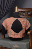 Crushed tissue saree in peach with beautiful cutwork border