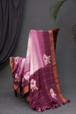 Pure mysore crepe silk saree with floral appliq work