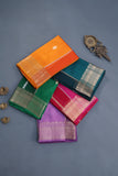 Banarasi Kora silk saree in hues of orange