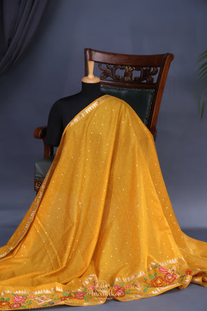 Soft Tussar with a contemporary elegance-Mustard Yellow