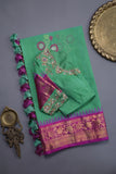 Ponduru Jamdaani in aqua green shade