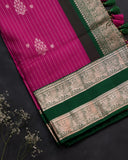 Kanchipattu saree in the most beautiful festive colors of hot pink and green