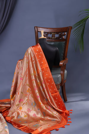 A beautiful Paithani inspired Georgette saree - Orange