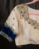 Timeless Gadwal Pattu saree in deep navy and teal blue