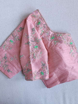 Light pastel blue pure organza saree with all over work