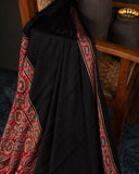 Beautiful black ajrak saree on modal silk