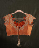 Organza tissue saree in a lovely combo of grey and light orange