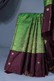 Regal Wine-Maroon & Emerald Green Kanjeevaram Silk Saree