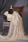 Stunning cocktail saree in champagne gold color