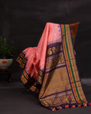 Gadwal saree in a lovely shade of peach and violet