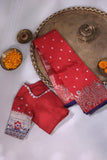 Regal chanderi pattu in a ravishing red color