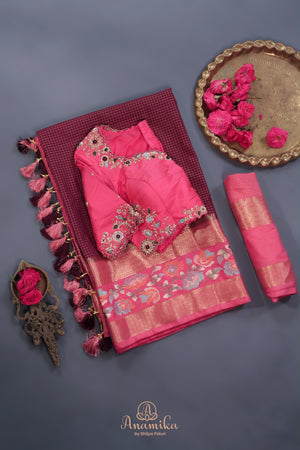 Mysore crepe silk saree with embroidered border