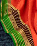 Mysore crepe silk saree in a lovely color combo of orange and brown