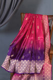 Soft crepe silk sarees in dual shades with designer blouses