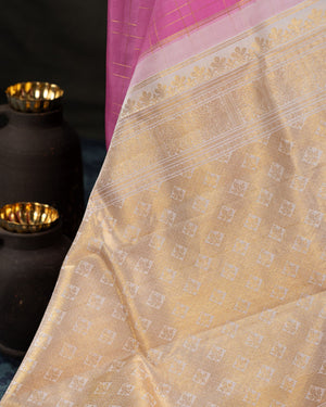Kanjeevaram saree in a lovely shade of baby pink and off white pastels