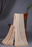 Stunning cocktail saree in champagne gold color