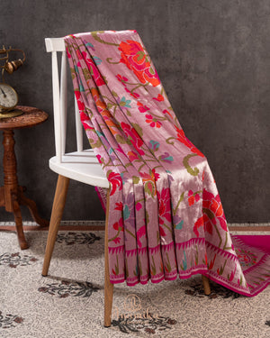 Paithani Tusser Georgette in a new shade of purplish pink
